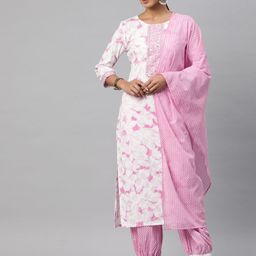 Readiprint Fashions Women Printed Thread Work Kurta with Harem Pants & With Dupatta-picture-40