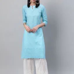 Libas Women Floral Embroidered Straight Kurta image 1
