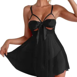 KRENOZ Net Front Bow Tie-Up Baby Doll-picture-18