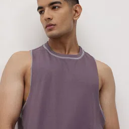 The Roadster Life Co. Contrast Stitch Sleeveless Relaxed Fit Pure Cotton T-shirt-picture-56