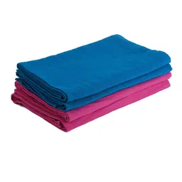 kopa BIANCA LORENA Set Of 4 Blue & Pink Solid 300 GSM Cotton Quick-Dry One Side Terry Towels image 3