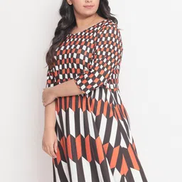 Amydus Women Plus Size Orange Printed A-Line Dress image 4