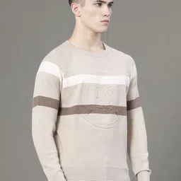 Red Tape Men Embossed Round Neck Sweater image 4