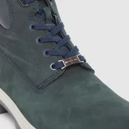 Woodland Men Green Solid Nubuck Mid-Top Flat Boots image 5