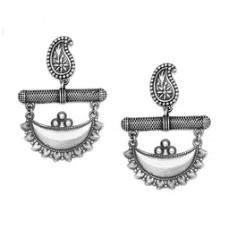 TEEJH Silver-Toned Contemporary Drop Earrings image 2