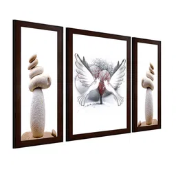 WENS White & Brown Set of 3 Flying Colours MDF Wall Paintings image 3