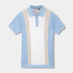 Blue Giraffe Kids Multicolor Cotton Color Block Polo T-Shirt-picture-30