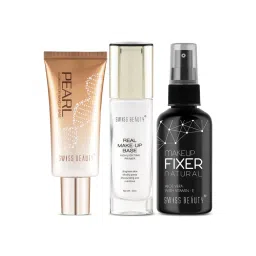 Swiss Beauty Highlighting Makeup Base + Pearl Primer + Makeup Fixer Combo image 1