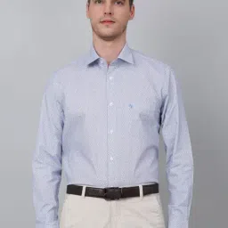 Cantabil Sky Blue Cotton Regular Fit Printed Shirt-picture-29