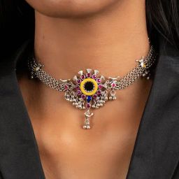 Shaya 92.5 Sterling Silver Abla Bharat Necklace for Women-picture-32