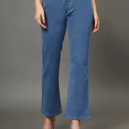 Angelfab Blue Cotton Bootcut High Rise Jeans-image-65