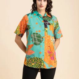 Moomaya Green & Orange Printed Shirt-picture-6