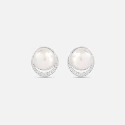mia by tanishq Glistening Pearl Silver Stud Earrings for Women 925 Silver image 1
