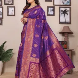 Elora Purple Zari Saree With Unstitched Blouse-picture-11