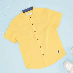 Pantaloons Junior Boys Snapdragon Cotton Solid Shirts-picture-39