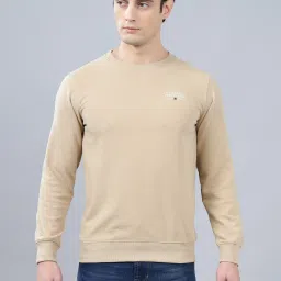 Cantabil Beige Cotton Regular Fit Self T-Shirt image 1
