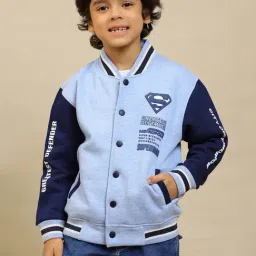 Kidsville Boys Multi Superman Printed Regular Fit Varsity Jacket-image-24