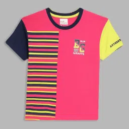 Blue Giraffe Boys Multicolor Cotton Color Block T-Shirt image 1