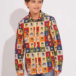 Jack & Jones Junior Boys Multicolor Cotton Printed Full Sleeves Shirt image 1