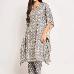 The Kaftan Company Grey Printed Kaftan Pyjamas Set-picture-33