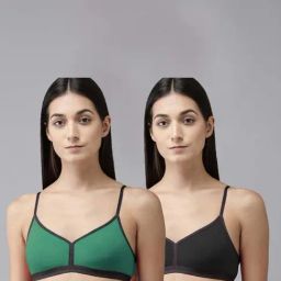 AROUSY Green & Black Cotton T-Shirt Bra - Pack Of 2-picture-45