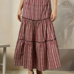 NEUDIS Maroon Cotton Print Skirt image 1