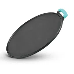 Bergner Black Eco Cast Iron Flat Multi Tawa with One Sided Handle & Silicone Sleeve (30cm/12") image 1