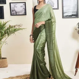 Satrani Olive Green & Pista Green Ombre Saree With Unstitched Blouse image 1