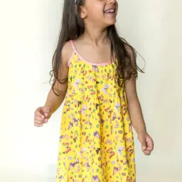 Campana Kids Yellow Printed Dress-image-81
