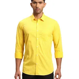 Colorplus Yellow Cotton Regular Fit Printed Shirts-image-30