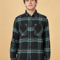 People by Pantaloons Black Cotton Slim Fit Checks Shirt-picture-36