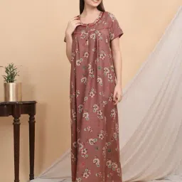 Sweet Dreams Pink Viscose Blend Regular Fit Night Dress-image-37