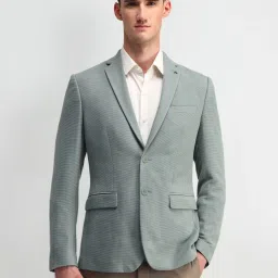 Arrow Medium Green Slim Fit Self Pattern Blazer image 1