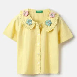 United Colors Of Benetton Yellow Cotton Regular Fit Embroidered Top-picture-23