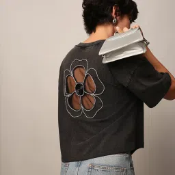 Only Black Cotton Embellished T-Shirt image 1