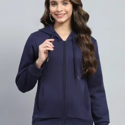 Monte Carlo Blue Cotton Blend Solid Full Sleeve Sweatshirt image 1