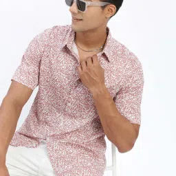 showoffff SHOWOFF Brown Cotton Slim fit Print Shirt image 1