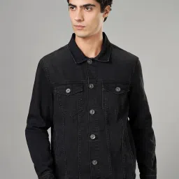Sf Jeans By Pantaloons Black Cotton Regular Fit Denim Jacket image 1