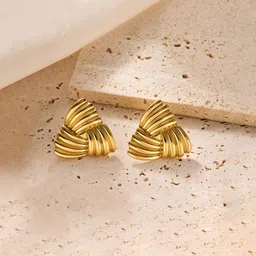 Designs & You Stainless Steel Gold-Plated Geometric Studs-picture-40