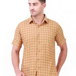 DESIGN UP Men Classic Spread Collar Checked Slim Fit Formal Shirt-image-16