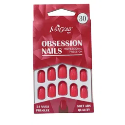 JUSTGOLD Set Of 24 Professional Obsession Press On Pre Glued Nails - Maroon 26-picture-30