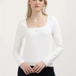 TOMMY HILFIGER White Cotton Logo Print Top-picture-16
