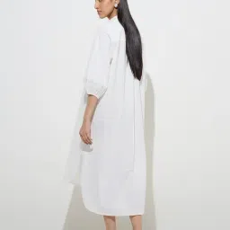 Utsa by Westside White Floral Embroidered Cotton Shirt Dress image 2