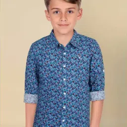 Allen Solly Boys Blue Printed Full Sleeves Shirt-image-79