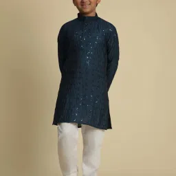 Pro-Ethic Style Developer Boys Blue Cotton Jacquard Full Sleeves Kurta Sets image 1