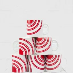 Femora Red Ceramic Handcrafted Tea Cups (0.18 L) - Set of 6 image 1