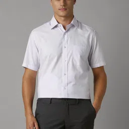 Louis Philippe White Cotton Regular Fit Printed Shirt image 1