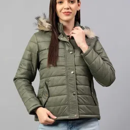 Cantabil Olive Wool Regular Fit Puffer Jacket image 1