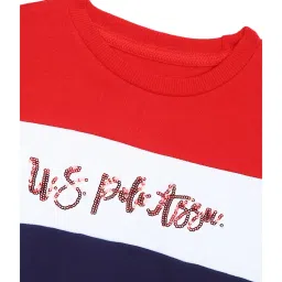 U.S. Polo Assn. Kids Navy & Red Color Block Full Sleeves Sweatshirt Dress image 3