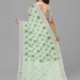 The Chennai Silks Floral Zari Linen Blend Bhagalpuri Saree image 4